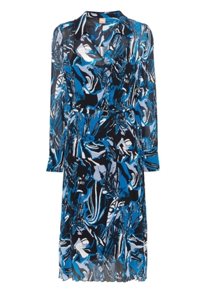 BOSS seasonal-print pleated midi dress - Blue
