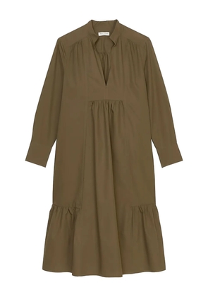 Marc O'Polo pleated long-sleeves midi dress - Brown