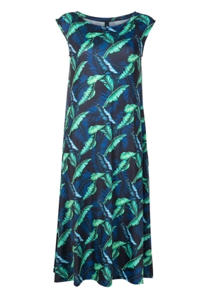 Lygia & Nanny Tie leaf-print midi dress - Blue
