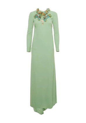 Gucci Pre-Owned embellished-neckline dress - Green