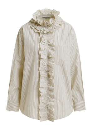 Essentiel Antwerp stripe-pattern ruffle-detail shirt - Neutrals