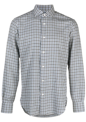 Barba fine-check cotton flannel shirt - Blue