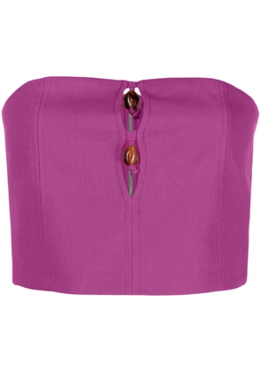 GANNI bead-embellished crop top - Purple