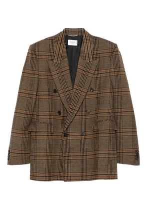 Saint Laurent double-breasted checked blazer - Brown