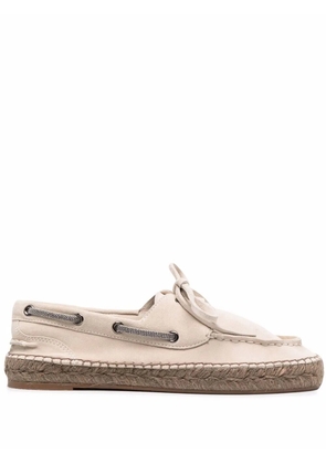 Brunello Cucinelli lace-up suede loafers - Neutrals