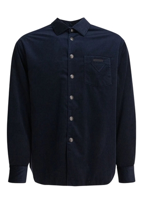 Prada triangle-logo corduroy shirt - Blue