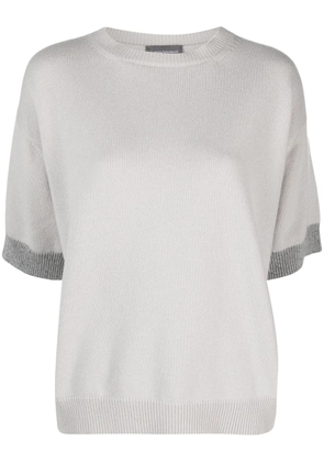 Lorena Antoniazzi contrasting-border crew-neck top - Grey