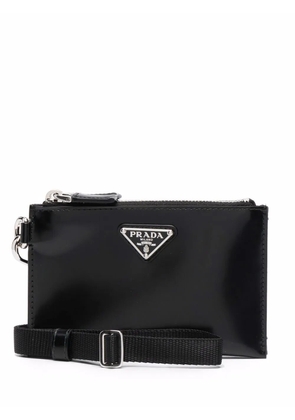 Prada logo plaque zip-up wallet - Black