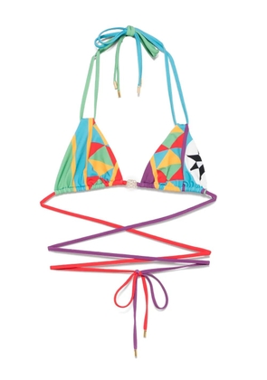 LOEWE x Paula's Ibiza geometric-print bikini top - Red