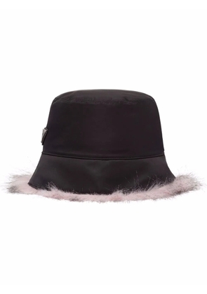 Prada Re-Nylon faux-fur trim bucket hat - Black