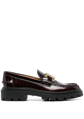 Tod's logo-plaque leather loafers - Red