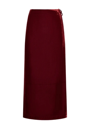 MALIPARMI tie-side velvet skirt - Red
