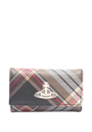 Vivienne Westwood Pre-Owned Orb-embellished plaid key case - Black