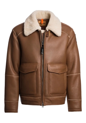 Parajumpers shearling-collar leather jacket - Neutrals