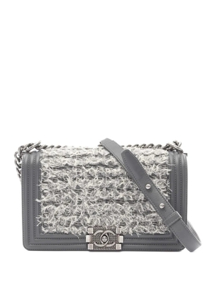 CHANEL Pre-Owned 2016-2017 Boy tweed shoulder bag - Grey