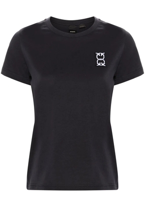 PINKO Love Birds embroidery cotton T-shirt - Blue