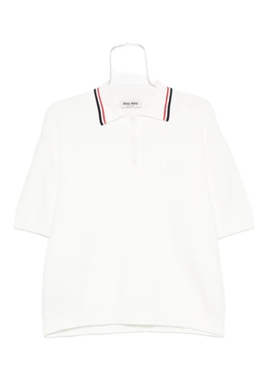 Miu Miu striped-trim polo shirt - White