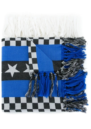 Undercover tasseled pattern scarf - Blue