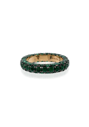 SHAY green and yellow gold 3 side emerald ring