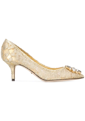 Dolce & Gabbana Rainbow Lace 60mm brooch-detail pumps - Metallic