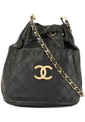 CHANEL Pre-Owned 1989-1991 Cosmos quilted CC logos shoulder bag - Black