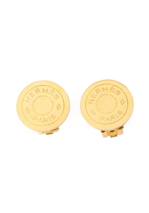 Hermès Pre-Owned logo stud clip-on earrings - Metallic