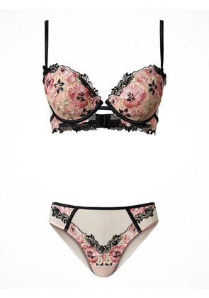 TWINSET floral embroidery push up bra and briefs - Neutrals