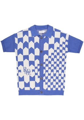 RHUDE Racing Checkered knitted polo shirt - Blue