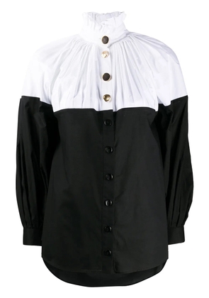 Seen Users ruffled-neck two-tone shirt - White
