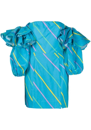ROTATE BIRGER CHRISTENSEN Bethany striped-print dress - Blue