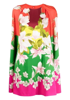 Valentino Garavani Flying Flowers print cape-sleeve minidress - Green