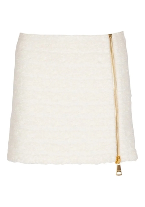Balmain zipped tweed mini skirt - White
