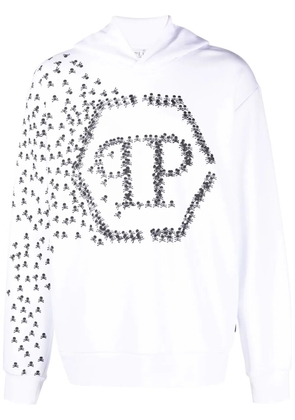 Philipp Plein Skull and Bones cotton hoodie - White