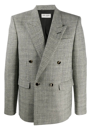 Saint Laurent deconstructed check double-breasted blazer - Neutrals