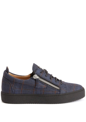 Giuseppe Zanotti Frankie check-pattern double-zip low-top sneakers - Blue