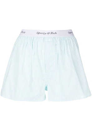 Sporty & Rich logo-waistband striped boxer shorts - Blue