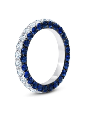 graziela 18kt white gold sapphire diamond 3 sided band ring - Silver