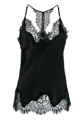 Gold Hawk lace trim top - Black