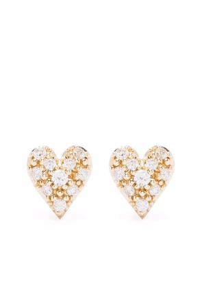 Mizuki 14kt yellow gold small diamond heart stud earrings