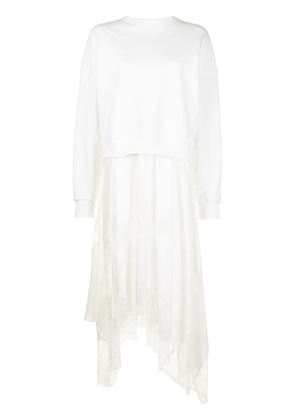 Goen.J sweatshirt-layered lace dress - White
