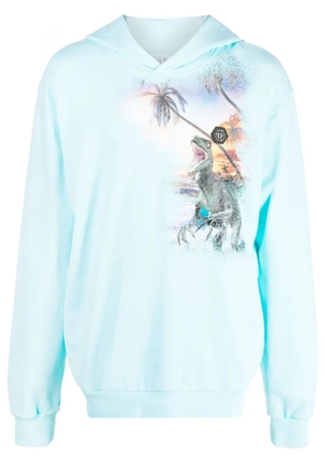 Philipp Plein logo-patch detail hoodie - Blue