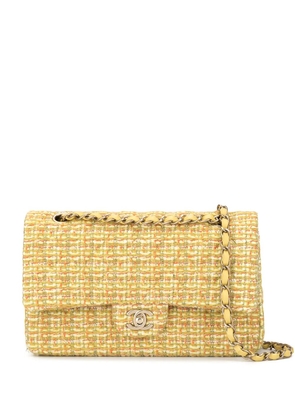 CHANEL Pre-Owned double flap tweed shoulder bag - Yellow