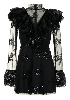 Macgraw sheer panel sequin minidress - Black