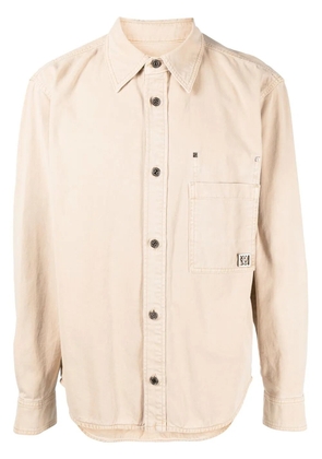 Wooyoungmi logo-plaque cotton shirt - Brown