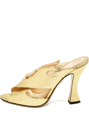 Charlotte Olympia 115mm snakeskin cut-out sandals - Yellow