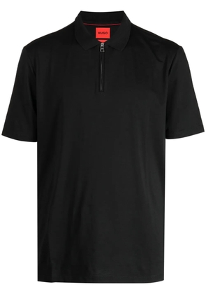 HUGO half-zip cotton blend polo shirt - Black