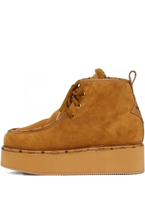 MCM suede platform ankle boots - Brown