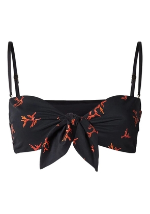 FENDI coral-print tie-front bikini top - Black