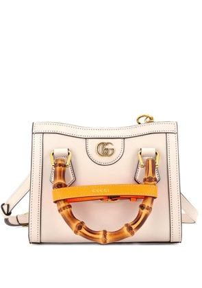 Gucci Pre-Owned Diana NM Bamboo Handle Tote Leather Mini crossbody bag - White