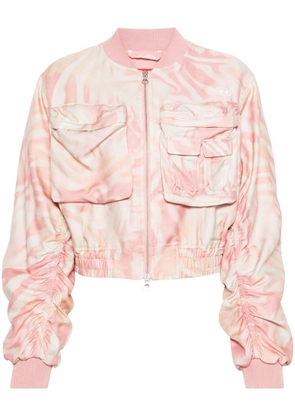 Diesel abstract-print cropped bomber jacket - Pink